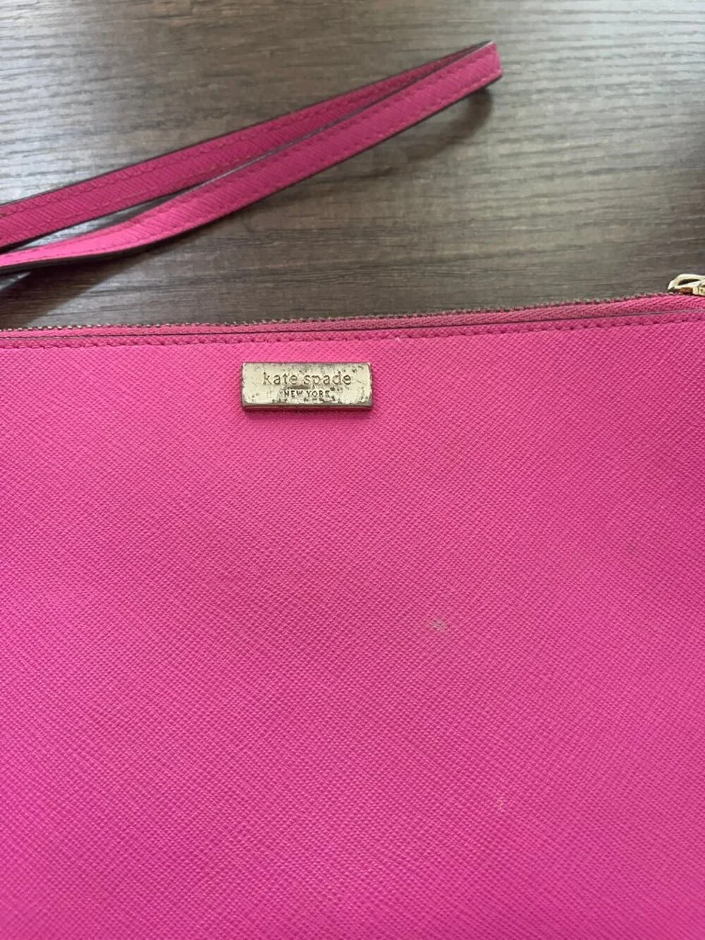 Kate Spade New York Pink Saffiano Leather Wristlet Pouch